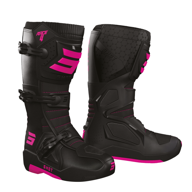 Škornji Shot Race 4 black/pink