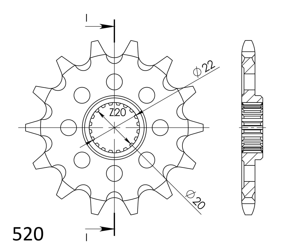 Sprednji zobnik Supersprox Kawasaki KXF250 2006-2024