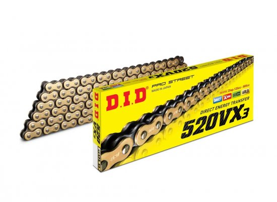 Veriga D.I.D 520VX3 X-ring 120 členov zlato-črna