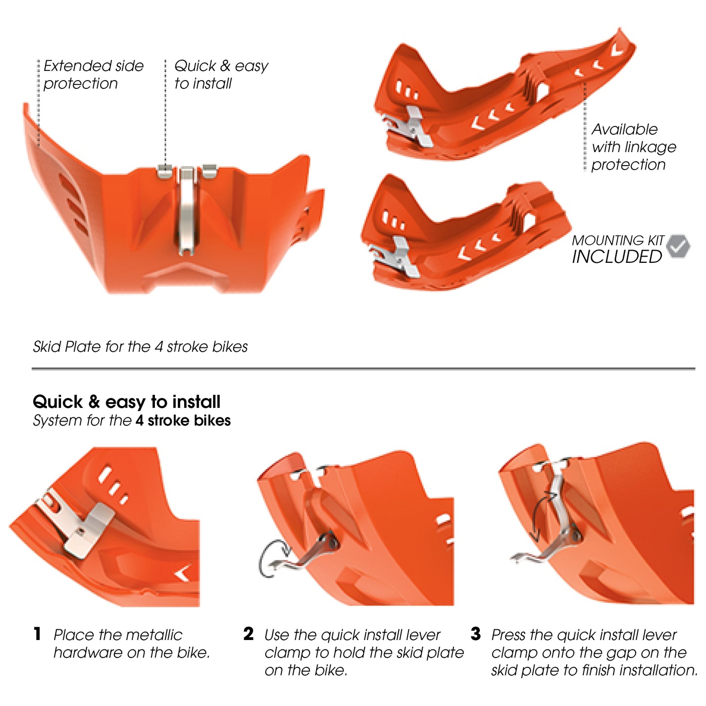 Skid plate- šusplata Polisport KTM/HUSQ/GAS 2017-2023 podaljšana črna