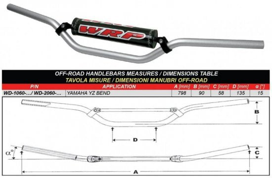 Krmilo Wrp Pro-tech YZ bend srebrno
