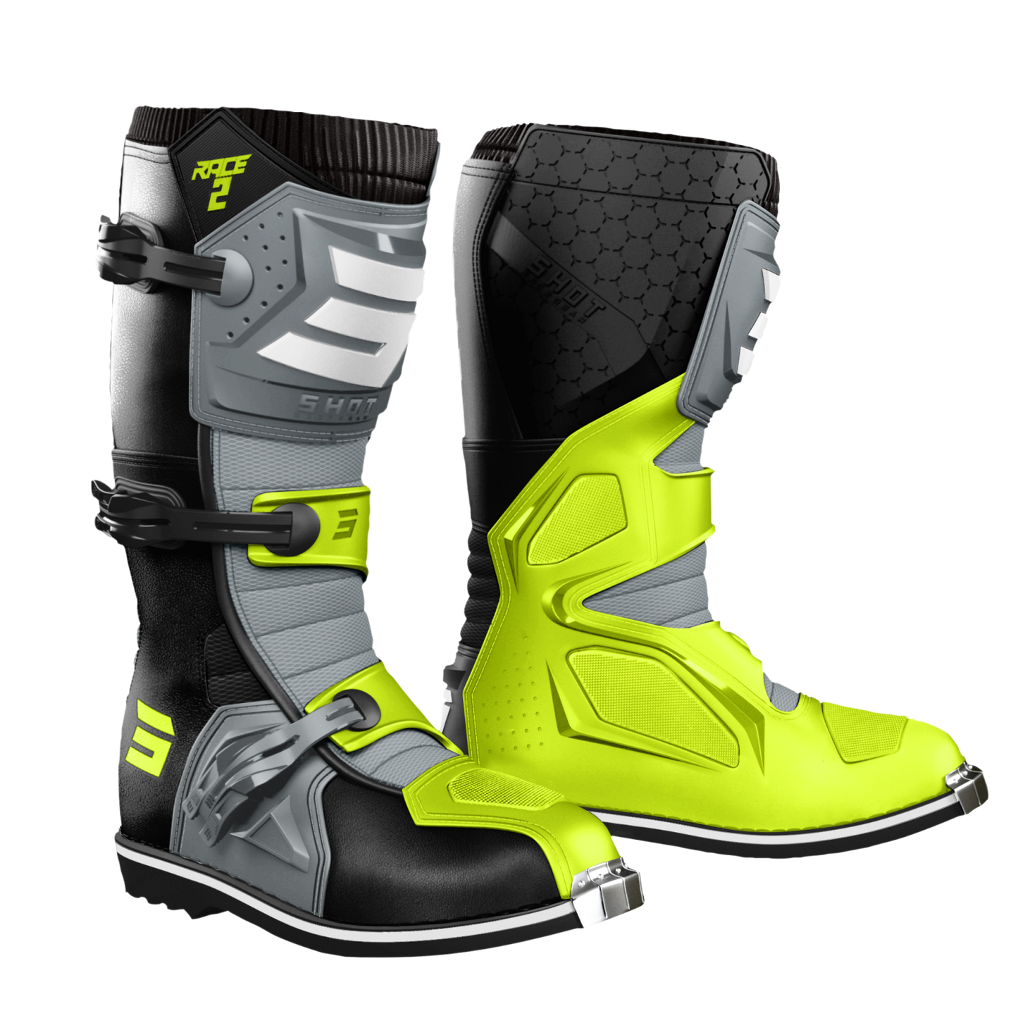 Škornji Shot Race 2 blk/grey/neon yellow