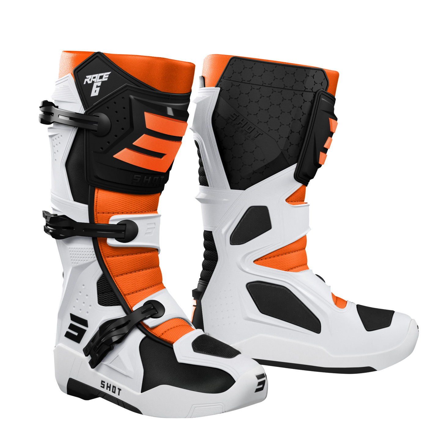 Škornji Shot Race 6 blk/wht/orange