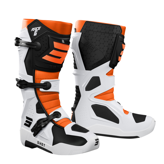 Škornji Shot Race 6 blk/wht/orange