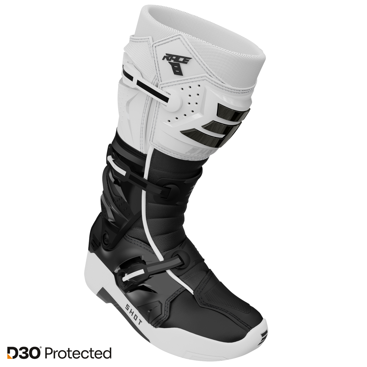 Škornji Shot Race 8 blk/wht/chrome