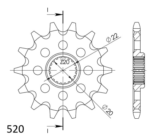Sprednji zobnik Supersprox Kawasaki KXF250 2006-2024